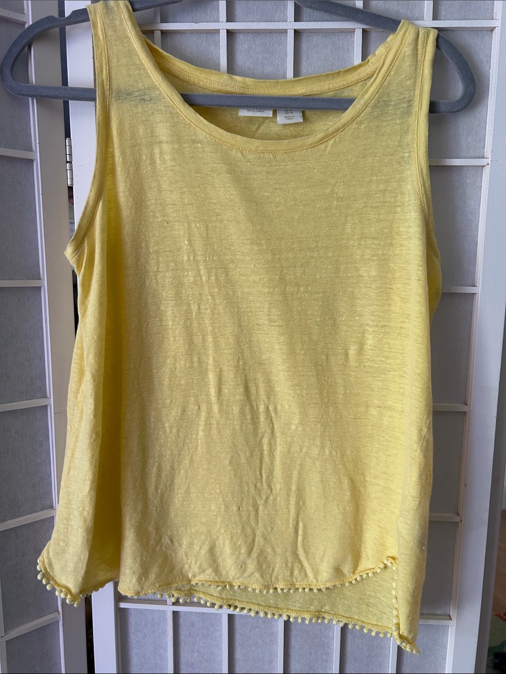 St. Tropez Light Yellow Pom-Pom Hem Tank Top